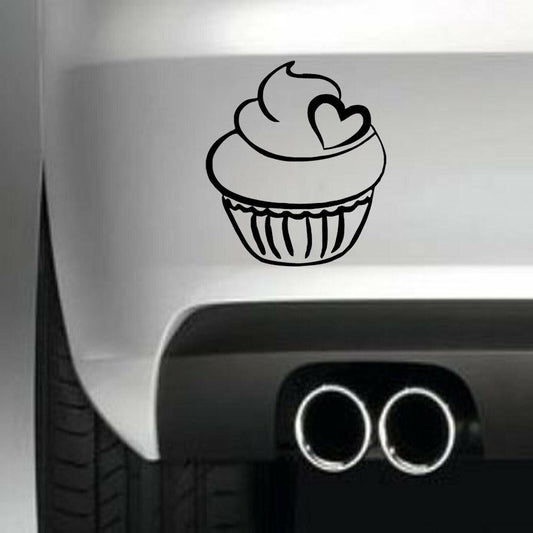 Love Cup Cake Vinyl Sticker Decal for Car Truck Window Bumper Black