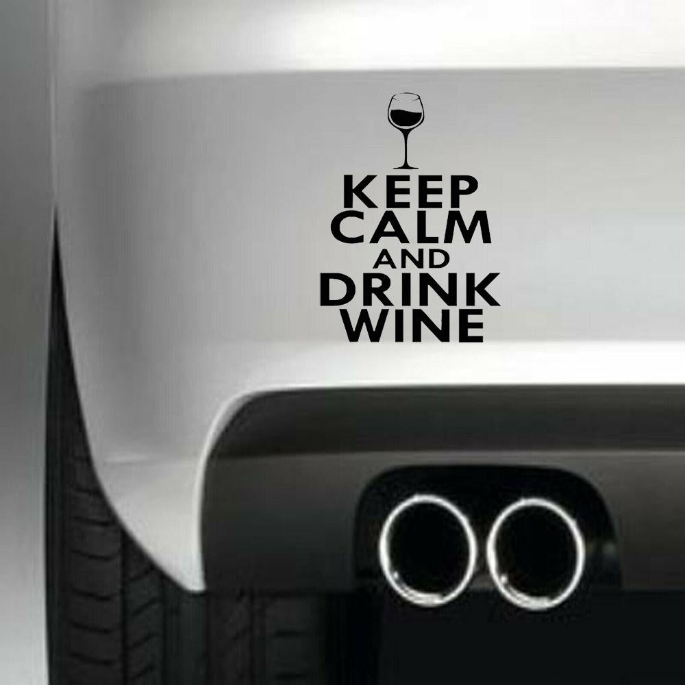 Keep Calm & Drink Wine Vinyl Sticker Decal for Car Truck Window Bumper Black