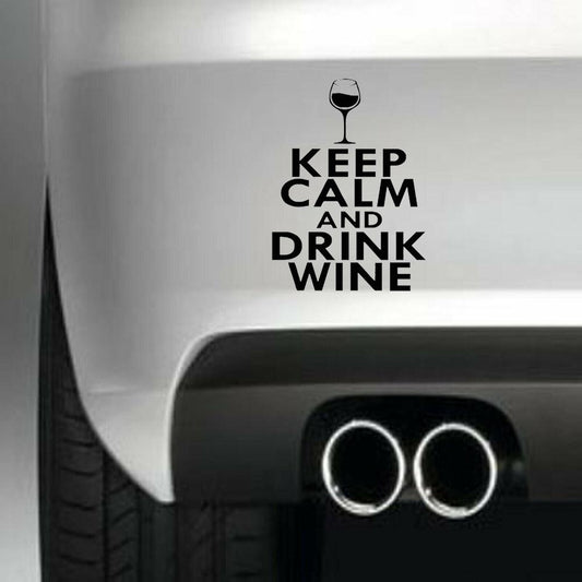 Keep Calm & Drink Wine Vinyl Sticker Decal for Car Truck Window Bumper Black