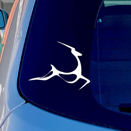 Jumping Slim Gazelle Vinyl Sticker Decal for Car Truck Window Bumper White