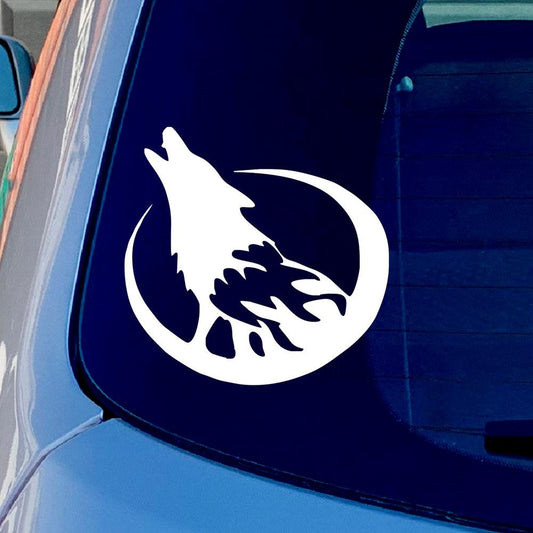 Howling Wolf Head Animal Vinyl Sticker Decal for Car Truck Window Bumper White