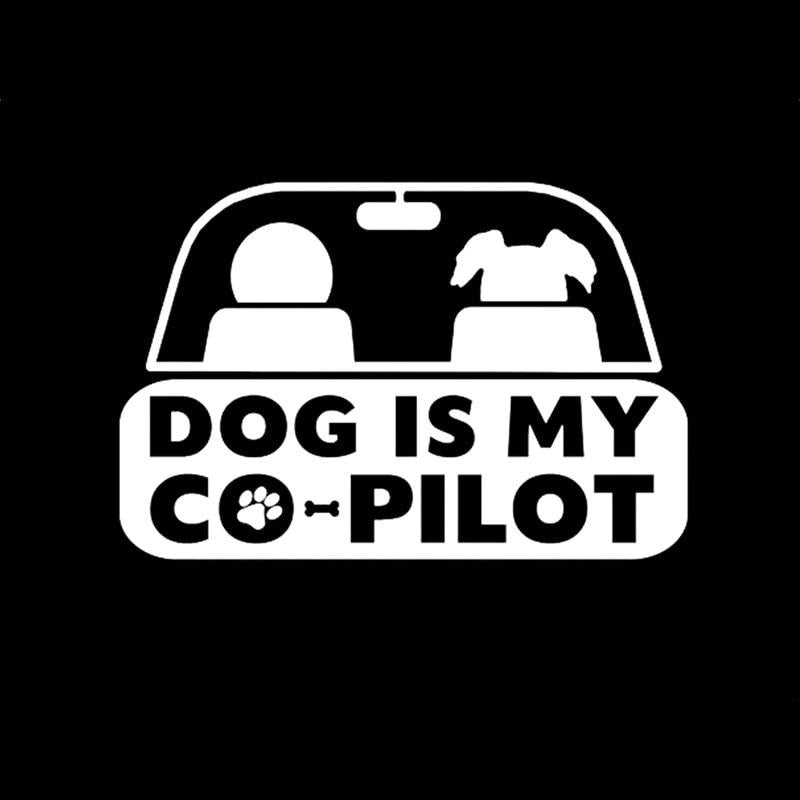 15.2CM*10.1CM DOG IS MY CO PILOT Character Pattern Car Vinyl Sticker Decal Black/Silver C10-00198