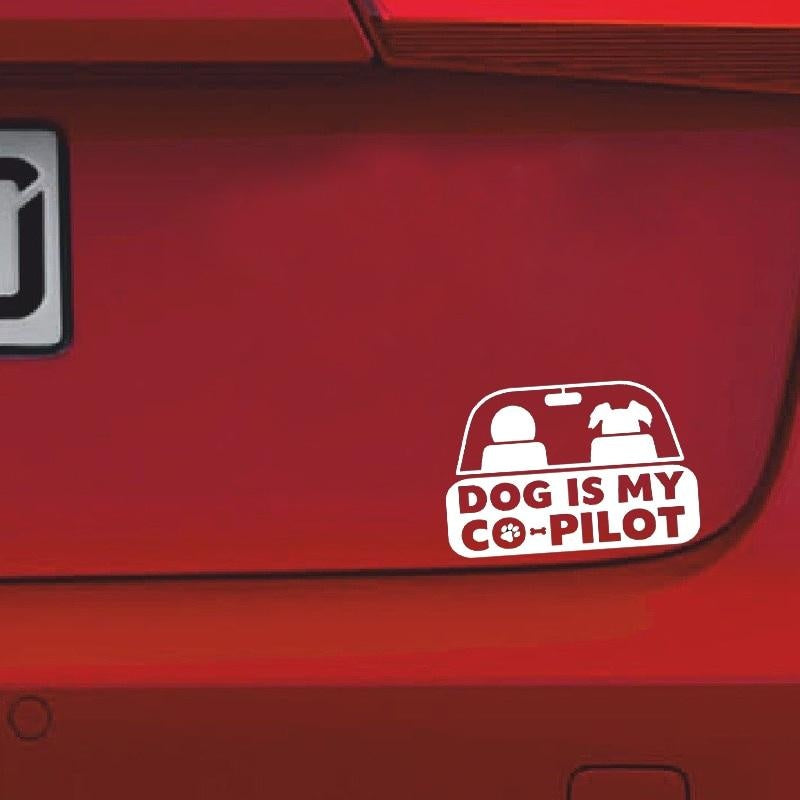 15.2CM*10.1CM DOG IS MY CO PILOT Character Pattern Car Vinyl Sticker Decal Black/Silver C10-00198
