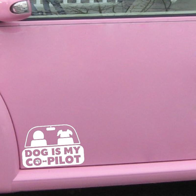 15.2CM*10.1CM DOG IS MY CO PILOT Character Pattern Car Vinyl Sticker Decal Black/Silver C10-00198