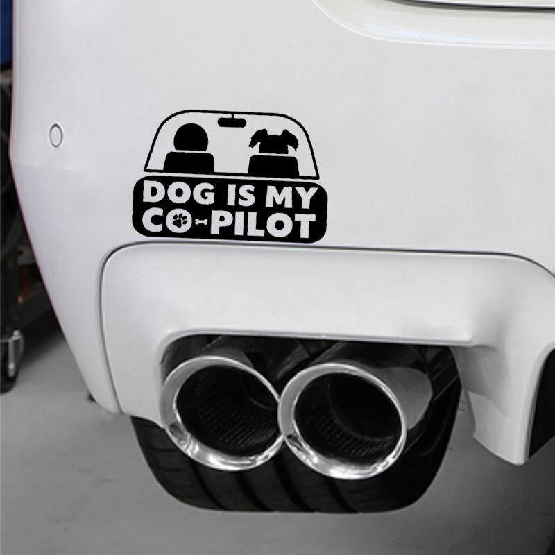 15.2CM*10.1CM DOG IS MY CO PILOT Character Pattern Car Vinyl Sticker Decal Black/Silver C10-00198