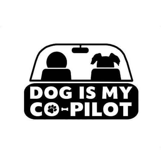 15.2CM*10.1CM DOG IS MY CO PILOT Character Pattern Car Vinyl Sticker Decal Black/Silver C10-00198