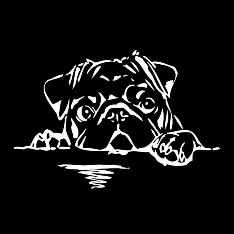 15CM*10CM Pug Dog Decal Vinyl Car Sticker Animal Bread Cute Puppy Big Large Black/Silver C10-00262