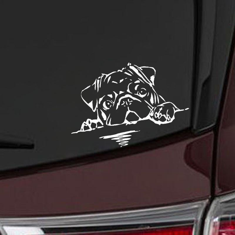 15CM*10CM Pug Dog Decal Vinyl Car Sticker Animal Bread Cute Puppy Big Large Black/Silver C10-00262