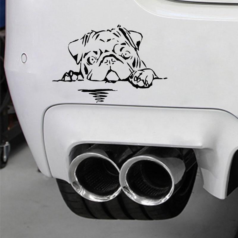 15CM*10CM Pug Dog Decal Vinyl Car Sticker Animal Bread Cute Puppy Big Large Black/Silver C10-00262