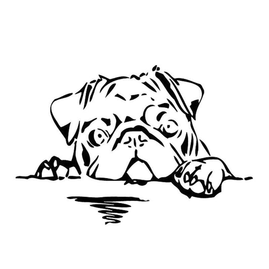15CM*10CM Pug Dog Decal Vinyl Car Sticker Animal Bread Cute Puppy Big Large Black/Silver C10-00262