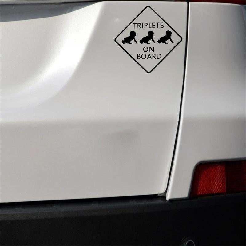 12.7CM*12.7CM  TRIPLETS ON BOARD Car Sticker Decal Vinyl Black/Silver C10-00099