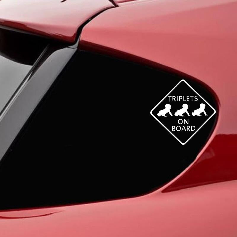 12.7CM*12.7CM  TRIPLETS ON BOARD Car Sticker Decal Vinyl Black/Silver C10-00099