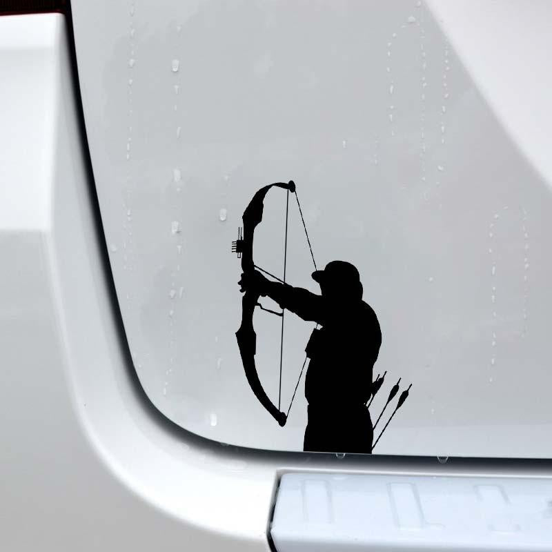 10.7CM*15.4CM Bow Arrow Hunt Hunting Truck Window Vinyl Decal Car Sticker Black Silver C10-02258