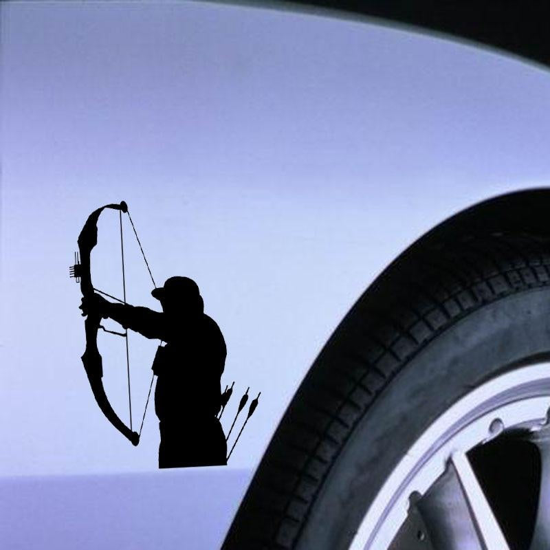 10.7CM*15.4CM Bow Arrow Hunt Hunting Truck Window Vinyl Decal Car Sticker Black Silver C10-02258