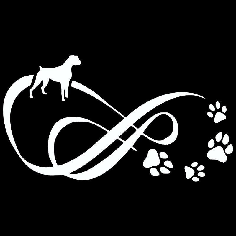 18.4*10.2CM Boxer Dog Paw Print Creative Fashion Body Decorative Stickers Car Accessories Black/Silver C6-1080
