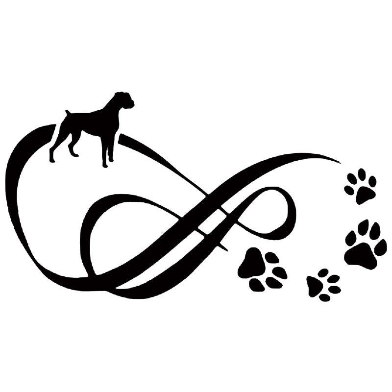 18.4*10.2CM Boxer Dog Paw Print Creative Fashion Body Decorative Stickers Car Accessories Black/Silver C6-1080