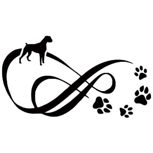 18.4*10.2CM Boxer Dog Paw Print Creative Fashion Body Decorative Stickers Car Accessories Black/Silver C6-1080