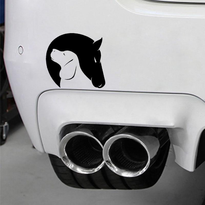 12.7CM*11.8CM Dog And Horse Friendship Love Animals Decor Car Vinyl Decal Stiker Black/Silver C10-00284