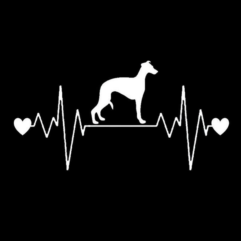 20.3*10.4CM Heartbeat Lifeline Whippet Cute Animal Car Stickers Stylish Car Styling Decoration Accessories C6-1357