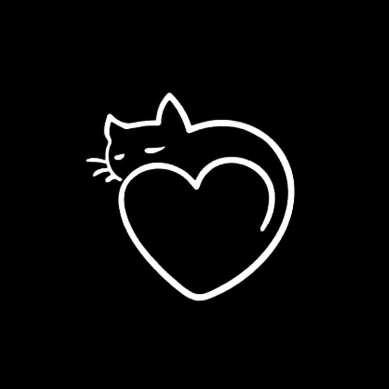 11.5CM*11.5CM Heart Art Cat Car Stickers Vinyl Decal Black Silver C10-02403