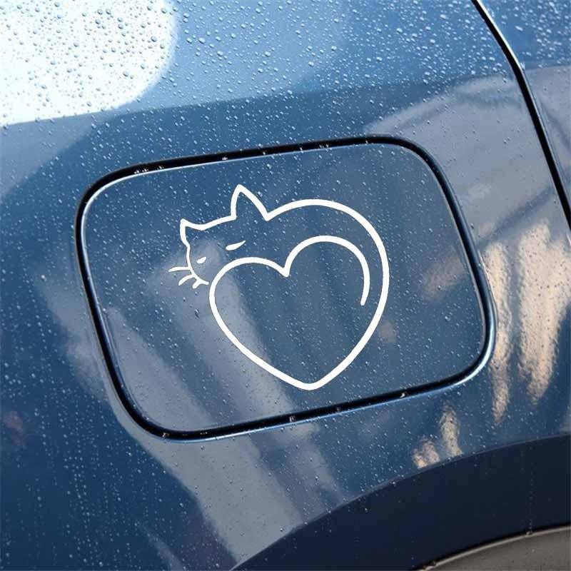 11.5CM*11.5CM Heart Art Cat Car Stickers Vinyl Decal Black Silver C10-02403