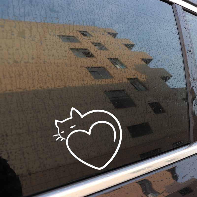 11.5CM*11.5CM Heart Art Cat Car Stickers Vinyl Decal Black Silver C10-02403