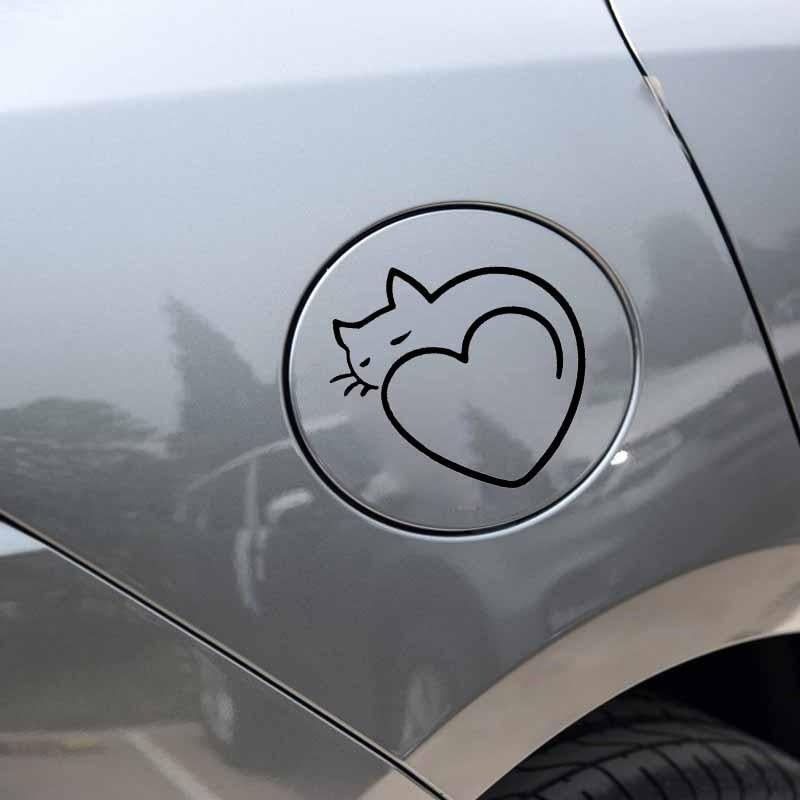 11.5CM*11.5CM Heart Art Cat Car Stickers Vinyl Decal Black Silver C10-02403