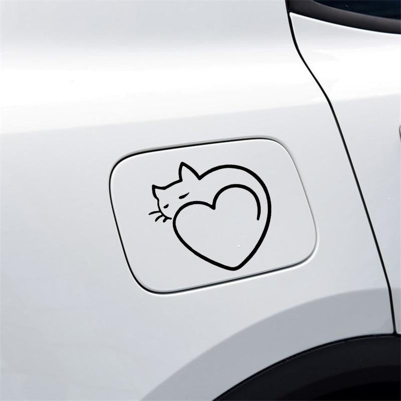11.5CM*11.5CM Heart Art Cat Car Stickers Vinyl Decal Black Silver C10-02403