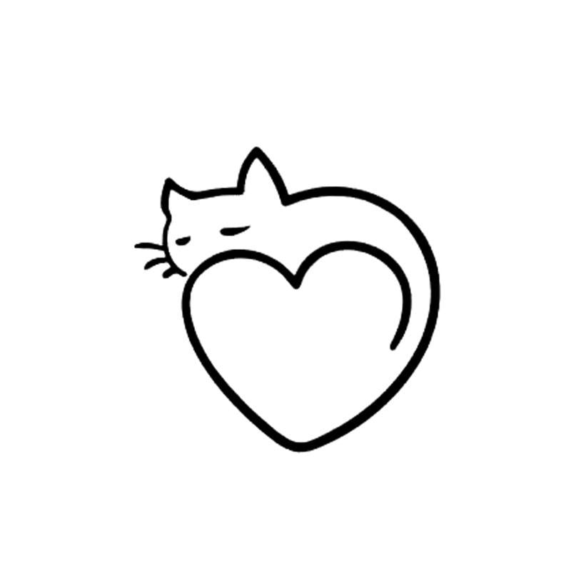 11.5CM*11.5CM Heart Art Cat Car Stickers Vinyl Decal Black Silver C10-02403