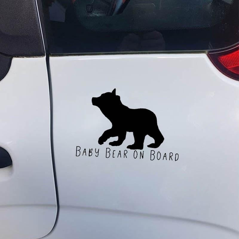 13.8CM*9.5CM BABY BEAR ON BOARD Vinyl Car Decal Fun Bumper Sticker Black/Silver C10-00774