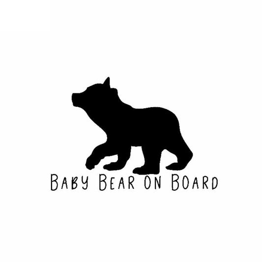 13.8CM*9.5CM BABY BEAR ON BOARD Vinyl Car Decal Fun Bumper Sticker Black/Silver C10-00774