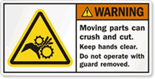New Hot ANSI Warning Pinch Point Entanglement Gears Label: Moving Parts Can Crush and Cut, Keep Hands Clear, Do Not Operate with Guard Removed