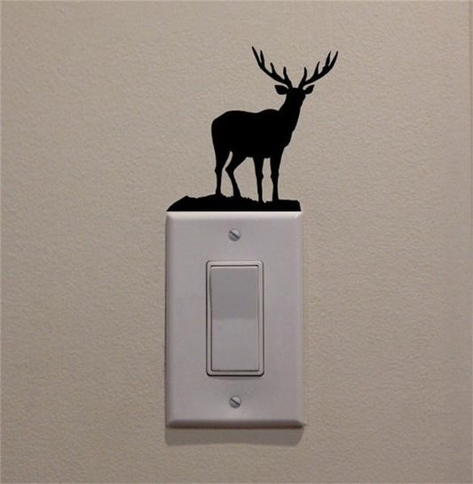 Deer/Buck Walking In Forest On Light Switch Decal Vinyl Wall Decal Sticker Art Living Room Carving Wall Decal Sticker for  Room Home Window Decoration
