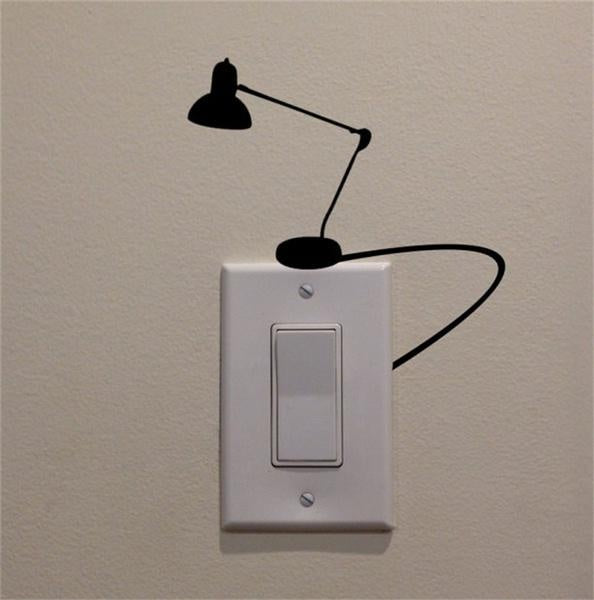 Small Antique Desk/Office Lamp Powered From Light Switch Decal Vinyl Wall Decal Sticker Art Living Room Carving Wall Decal Sticker for  Room Home Window Decoration
