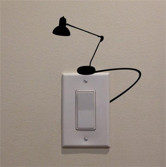 Small Antique Desk/Office Lamp Powered From Light Switch Decal Vinyl Wall Decal Sticker Art Living Room Carving Wall Decal Sticker for  Room Home Window Decoration