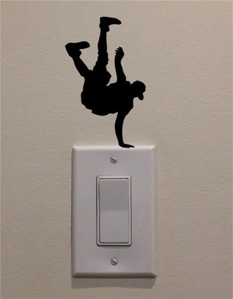 Hip Hop Dancer One Handed On Light Switch Decal Vinyl Wall Decal Sticker Art Living Room Carving Wall Decal Sticker for  Room Home Window Decoration