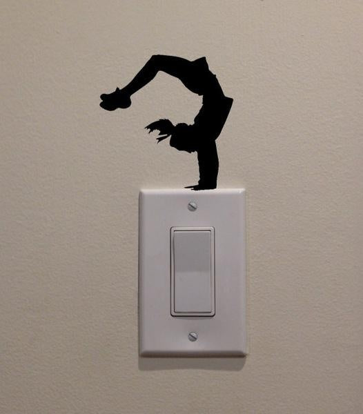 Gymnast  Back Handspring on Light Switch Decal Vinyl Wall Decal Sticker Art Living Room Carving Wall Decal Sticker for  Room Home Window Decoration