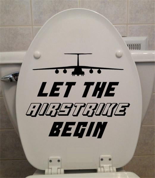 Funny Bathroom Toilet Decal Let The Airstrike Begin Toilet   Decal Vinyl Carving Decal Sticker for Toilet Decoration