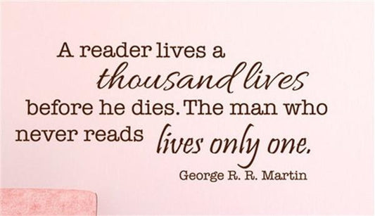 a Reader Lives a Thousand Lives Literary Quote Decal Living Room Home Schools Offices Vinyl Carving Wall Decal Sticker for Home Window Decoration