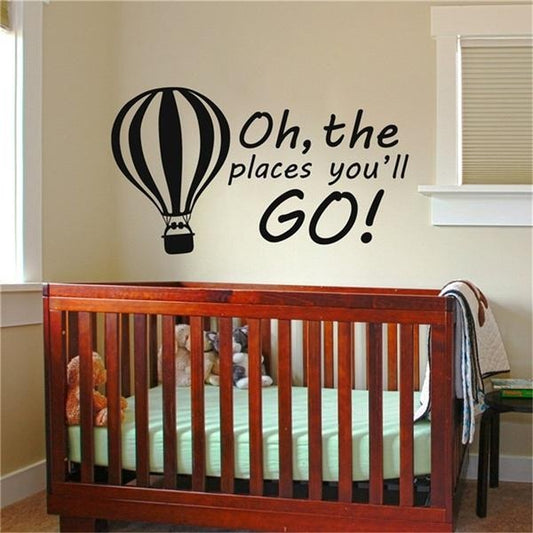 Oh the Places You'll Go Vinyl Decal Childrens Decor for  Room Living Room Vinyl Carving Wall Decal Sticker for Home Window Decoration (L 23x40.5 Inches)
