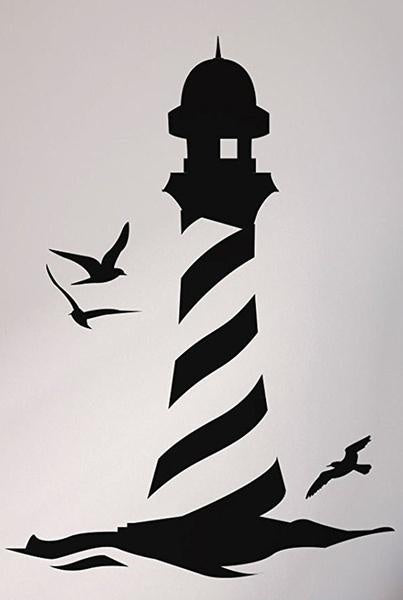 Lighthouse at the Beach Seaside ART wall quote STICKER TRANSFER vinyl DECAL