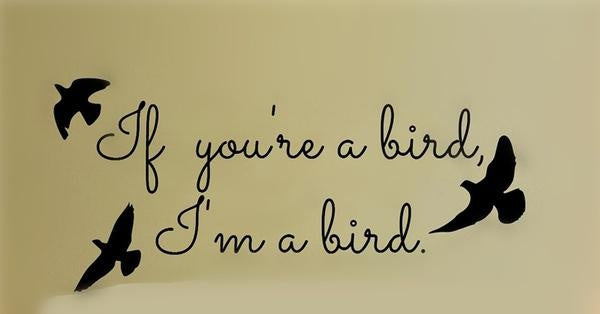 If You're a Bird, I'm a Bird.. Cute Bedroom Decorative Carving Vinyl Wall Decal Sticker Art for Home Decoration
