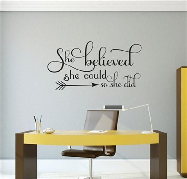 She Believed She Could Quote Living Room Home Schools Offices Vinyl Carving Wall Decal Sticker for Home Window Decoration