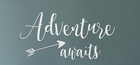 Adventure Awaits Wall Decal Stickers - Adventure Quotes Travel Theme Wall Decor - Wanderlust Wall Decal - Arrow Wall Decal Bedroom Decor