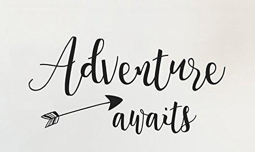 Adventure Awaits Wall Decal Stickers - Adventure Quotes Travel Theme Wall Decor - Wanderlust Wall Decal - Arrow Wall Decal Bedroom Decor