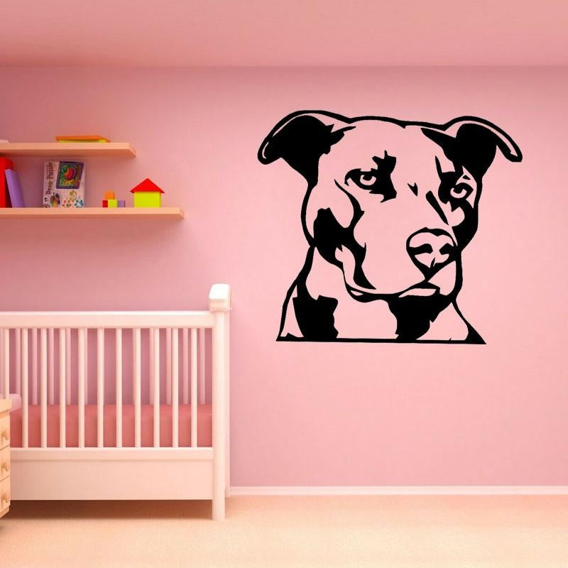 2020 NEW 55CM*48.4CM Funny Pitbull Dog For Bedroom Wall Sticker PVC Decal Decoration W3-471