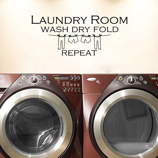 High-quality 67CM*27.8CM  Wall Sticker Laundry Room Wash Dry Fold Repeat Home Decal PVC Decor W1-592