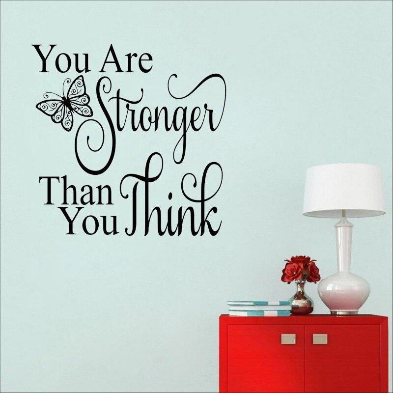 Hot 56CM*55.6CM You Are Stronger Than You Think Inspirational Quote Decal  PVC Wall Sticker Decor  W1-455