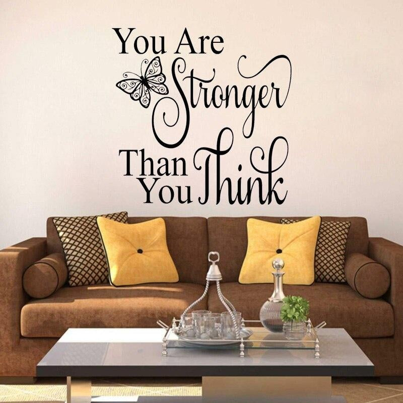 Hot 56CM*55.6CM You Are Stronger Than You Think Inspirational Quote Decal  PVC Wall Sticker Decor  W1-455