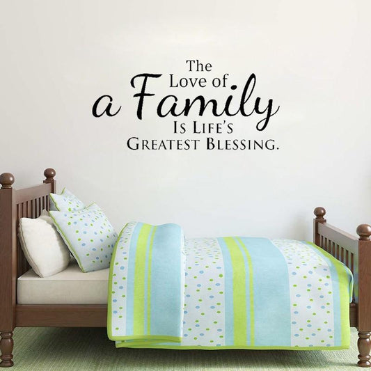 Fashion 56CM*26.9CM The Love Of Family... Wall Art Sticker Quote Art Home PVC Decor Decal  W1-398